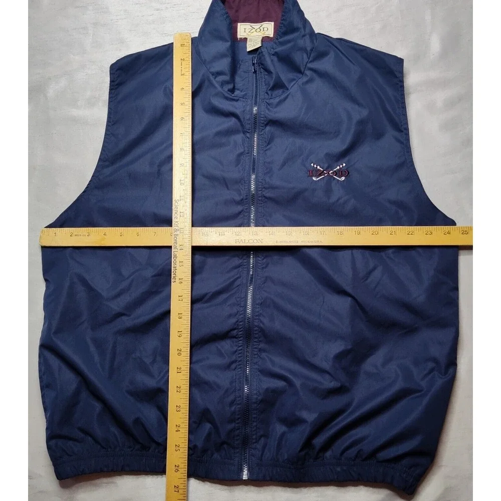 VTG IZOD GOLF Men‎ Large Blue Lined Double-Sided Embroidered Windbreaker Vest